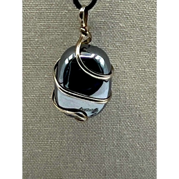 Silver & Black Stone Bracelet & Hematite Necklace Set - Picture 2 of 7